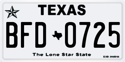 TX license plate BFD0725