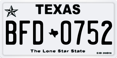 TX license plate BFD0752