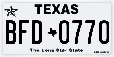 TX license plate BFD0770