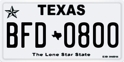 TX license plate BFD0800