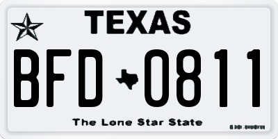 TX license plate BFD0811