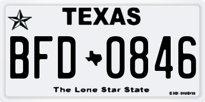 TX license plate BFD0846