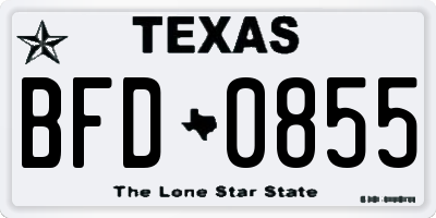 TX license plate BFD0855