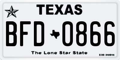 TX license plate BFD0866