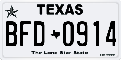 TX license plate BFD0914