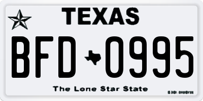 TX license plate BFD0995