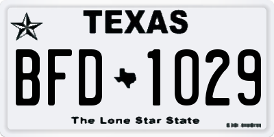TX license plate BFD1029
