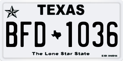 TX license plate BFD1036