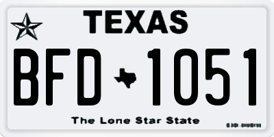 TX license plate BFD1051