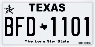 TX license plate BFD1101