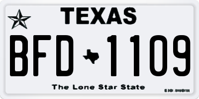 TX license plate BFD1109