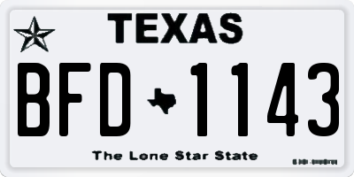 TX license plate BFD1143
