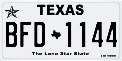 TX license plate BFD1144