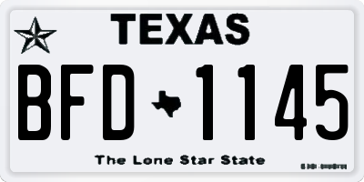 TX license plate BFD1145