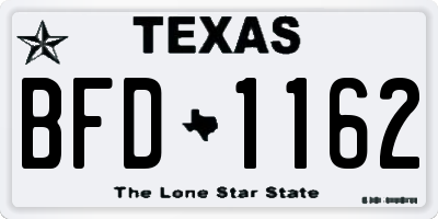 TX license plate BFD1162