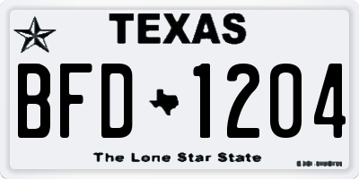 TX license plate BFD1204
