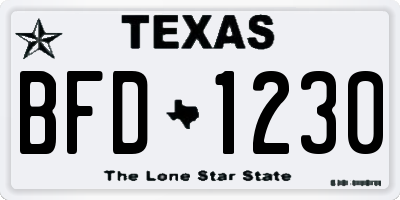 TX license plate BFD1230