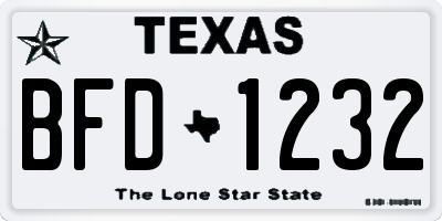 TX license plate BFD1232