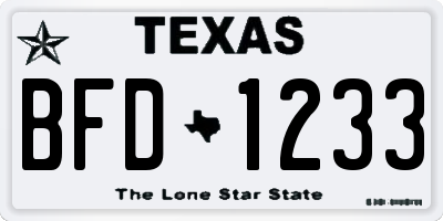 TX license plate BFD1233