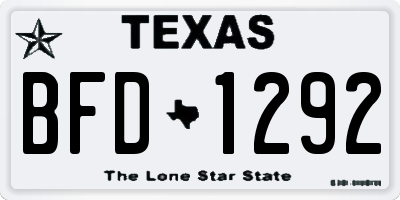 TX license plate BFD1292