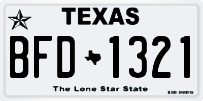 TX license plate BFD1321