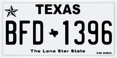 TX license plate BFD1396