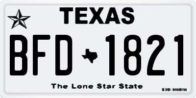 TX license plate BFD1821