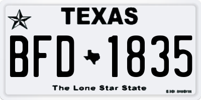 TX license plate BFD1835
