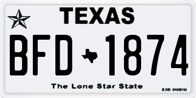 TX license plate BFD1874