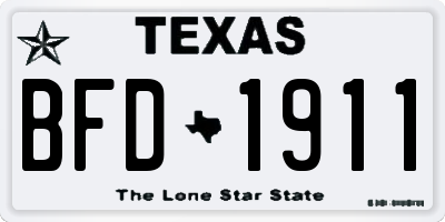 TX license plate BFD1911