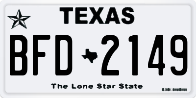 TX license plate BFD2149