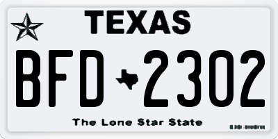TX license plate BFD2302