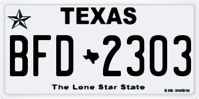 TX license plate BFD2303