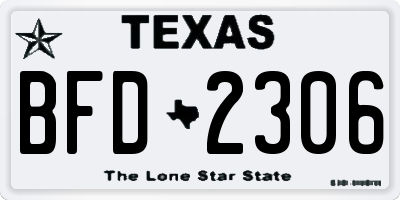 TX license plate BFD2306