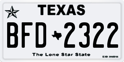 TX license plate BFD2322