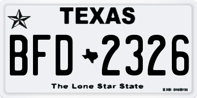 TX license plate BFD2326