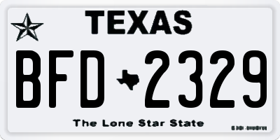 TX license plate BFD2329
