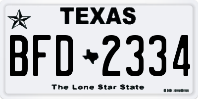 TX license plate BFD2334