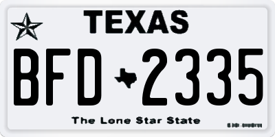 TX license plate BFD2335