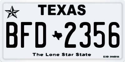 TX license plate BFD2356