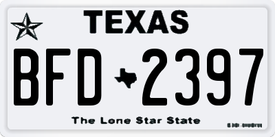 TX license plate BFD2397