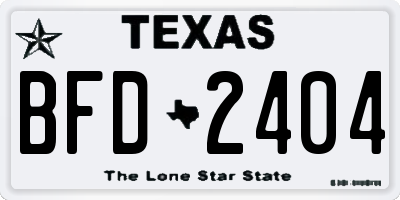 TX license plate BFD2404