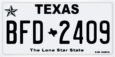 TX license plate BFD2409