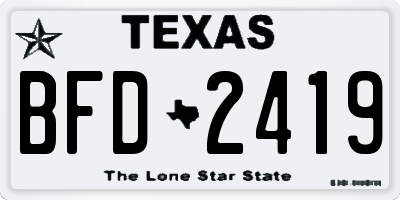TX license plate BFD2419