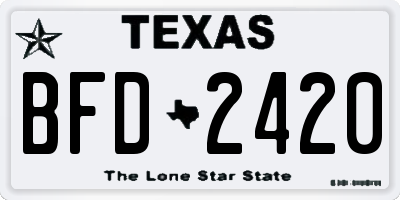 TX license plate BFD2420