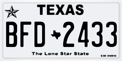 TX license plate BFD2433