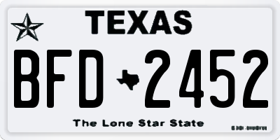 TX license plate BFD2452