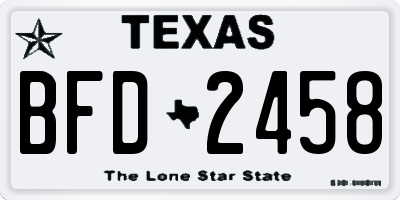 TX license plate BFD2458