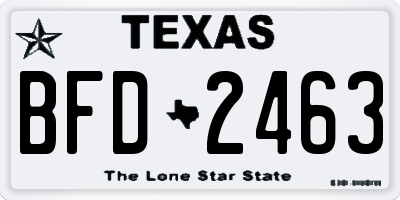TX license plate BFD2463