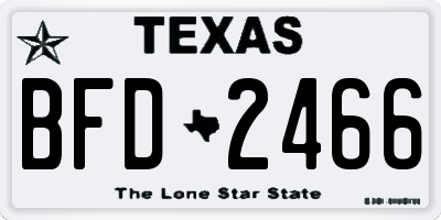 TX license plate BFD2466
